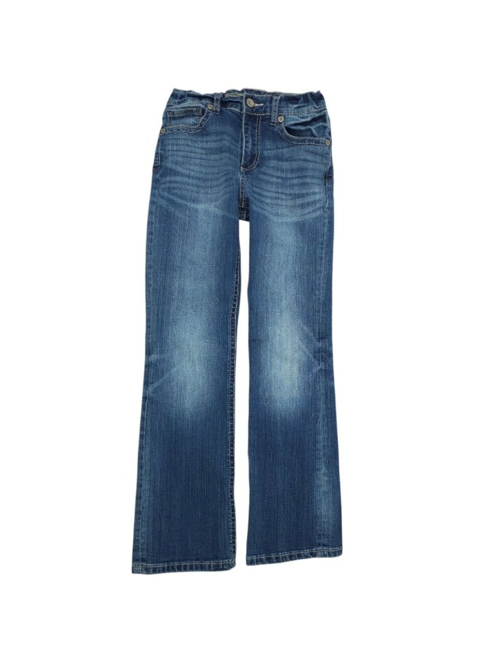 BKE Conner Boys Jeans 14 Bootcut Adjustable Waist Medium Wash Denim Whiskering